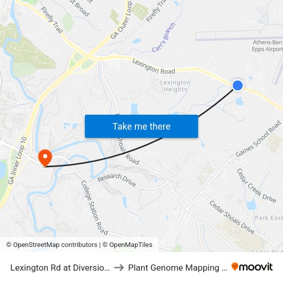 Lexington Rd at Diversion Center Ib to Plant Genome Mapping Laboratory map