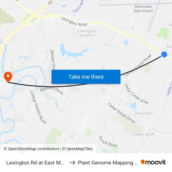 Lexington Rd at East Meadow Dr Ib to Plant Genome Mapping Laboratory map