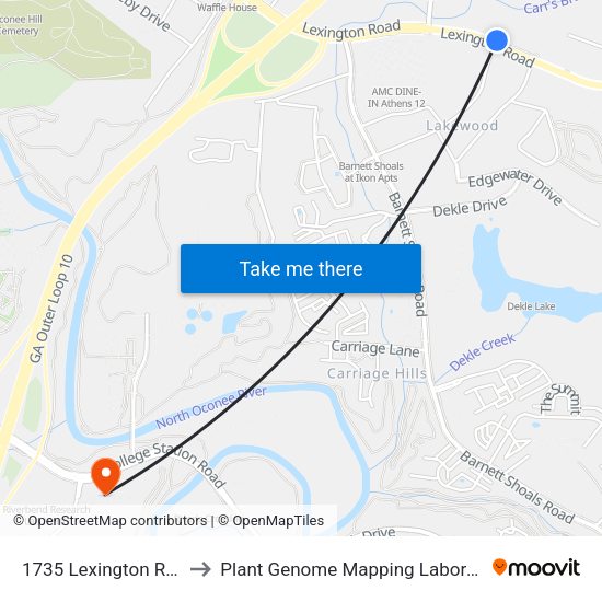 1735 Lexington Road to Plant Genome Mapping Laboratory map