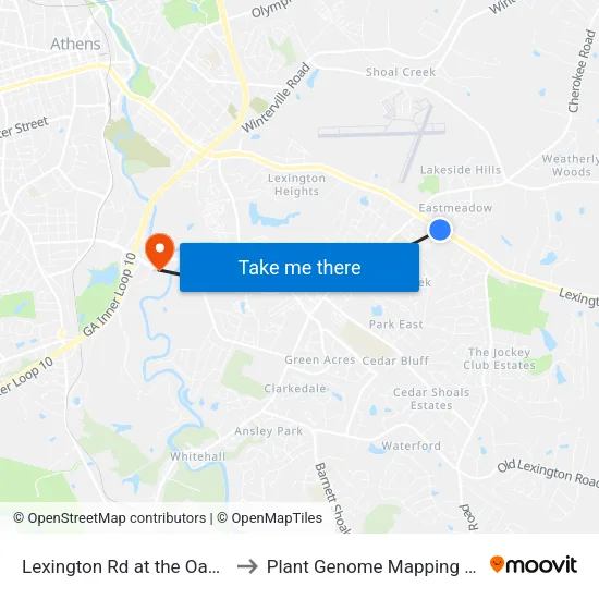 Lexington Rd at the Oaks Apts Ob to Plant Genome Mapping Laboratory map