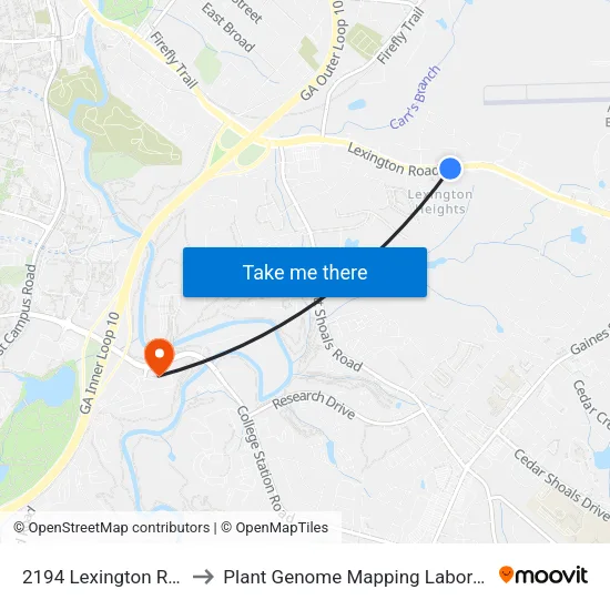 2194 Lexington Road to Plant Genome Mapping Laboratory map