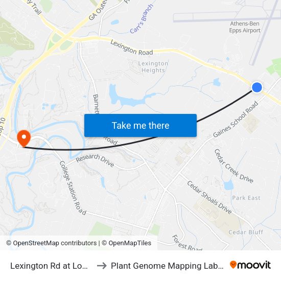 Lexington Rd at Lowes Ib to Plant Genome Mapping Laboratory map