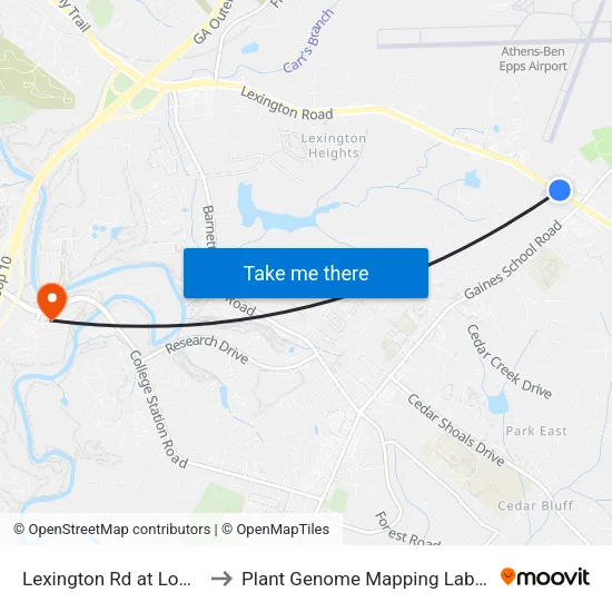 Lexington Rd at Lowes Ib to Plant Genome Mapping Laboratory map
