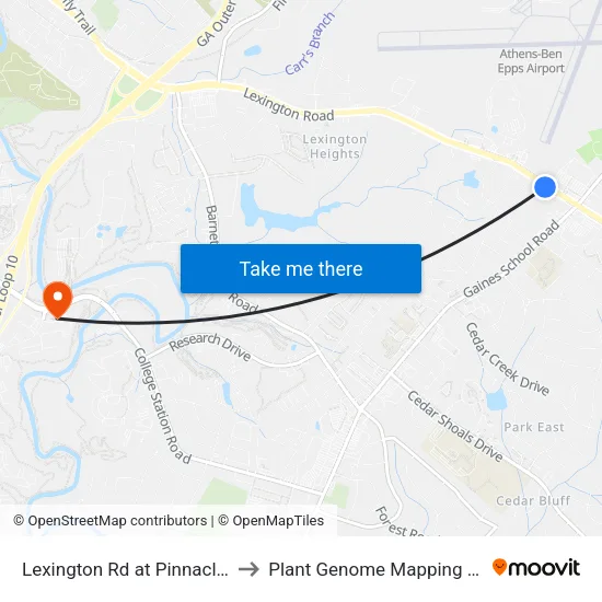 Lexington Rd at Pinnacle Bank Ob to Plant Genome Mapping Laboratory map