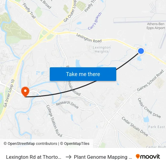 Lexington Rd at Thorton Plaza Ob to Plant Genome Mapping Laboratory map