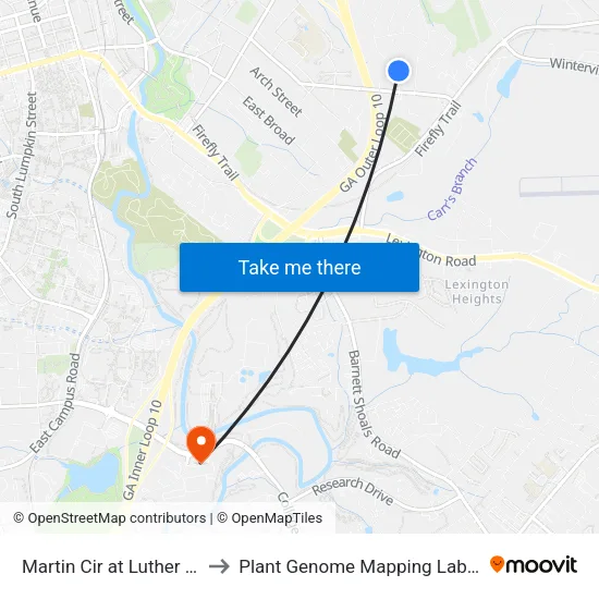 Martin Cir at Luther Ln Ob to Plant Genome Mapping Laboratory map