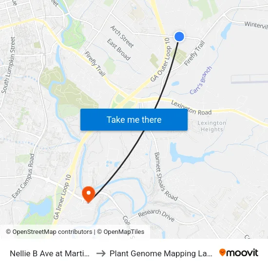 Nellie B Ave at Martin Cir Ib to Plant Genome Mapping Laboratory map