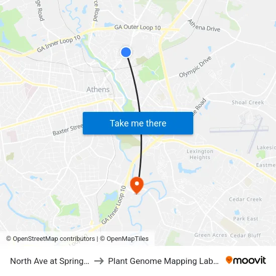 North Ave at Spring Ct Ib to Plant Genome Mapping Laboratory map
