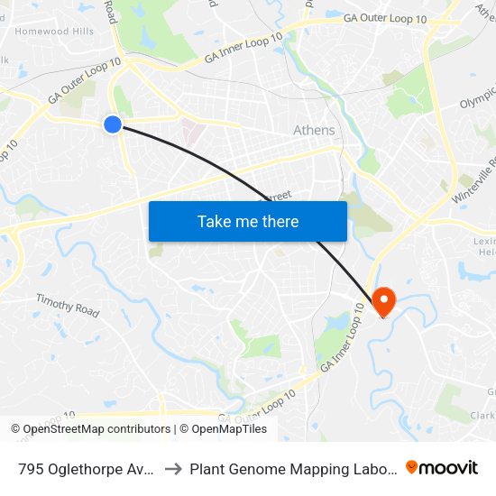 795 Oglethorpe Avenue to Plant Genome Mapping Laboratory map