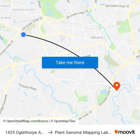 1435 Oglethorpe Avenue to Plant Genome Mapping Laboratory map