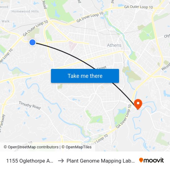 1155 Oglethorpe Avenue to Plant Genome Mapping Laboratory map