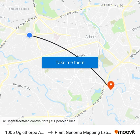 1005 Oglethorpe Avenue to Plant Genome Mapping Laboratory map