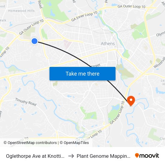 Oglethorpe Ave at Knottingham Dr Ob to Plant Genome Mapping Laboratory map