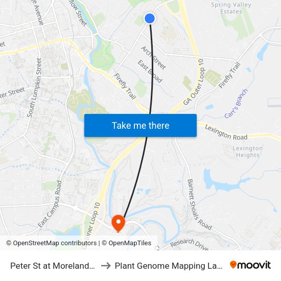 Peter St at Moreland Ave Ib to Plant Genome Mapping Laboratory map