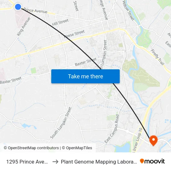 1295 Prince Avenue to Plant Genome Mapping Laboratory map