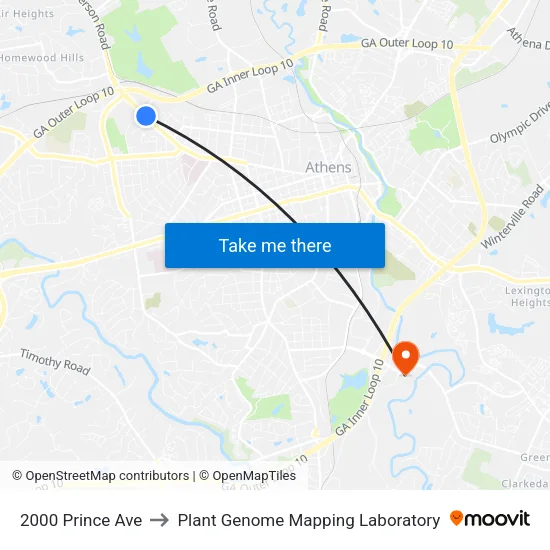 2000 Prince Ave to Plant Genome Mapping Laboratory map