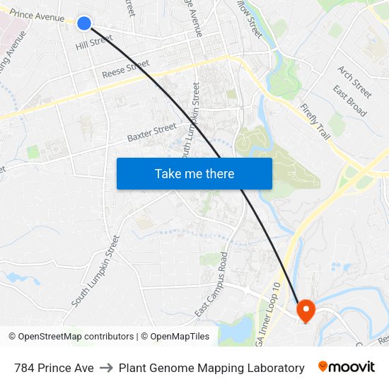784 Prince Ave to Plant Genome Mapping Laboratory map