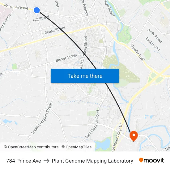 784 Prince Ave to Plant Genome Mapping Laboratory map