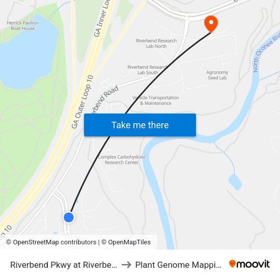 Riverbend Pkwy at Riverbend Club Apts Ib to Plant Genome Mapping Laboratory map