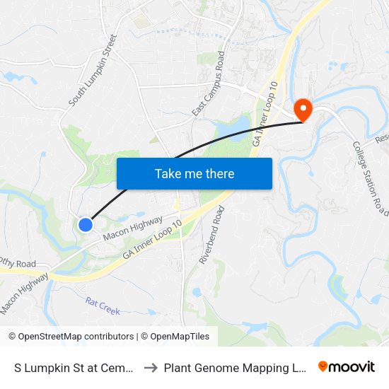 S Lumpkin St at Cemetery Ob to Plant Genome Mapping Laboratory map