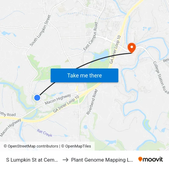 S Lumpkin St at Cemetery Ob to Plant Genome Mapping Laboratory map