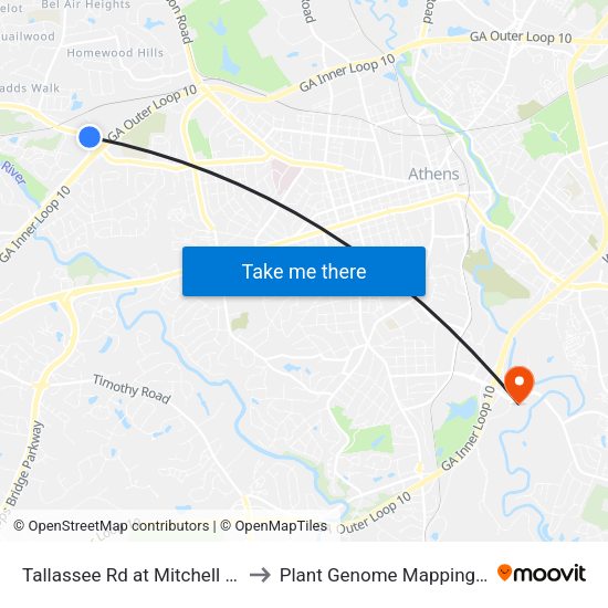 Tallassee Rd at Mitchell Bridge Rd Ib to Plant Genome Mapping Laboratory map