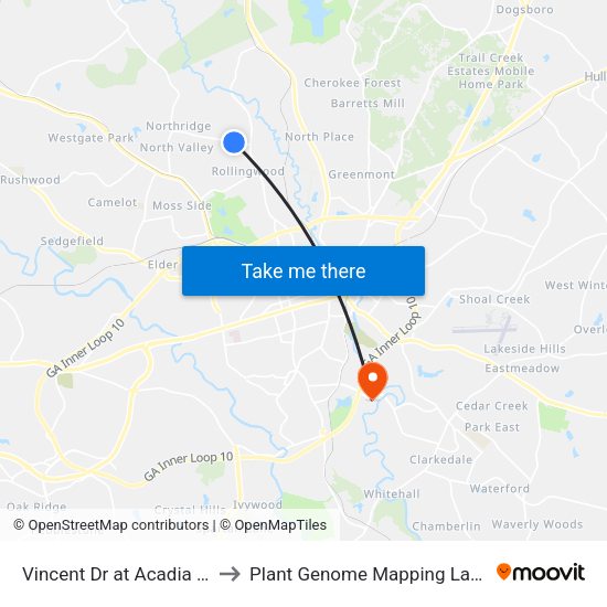 Vincent Dr at Acadia Way Ib to Plant Genome Mapping Laboratory map