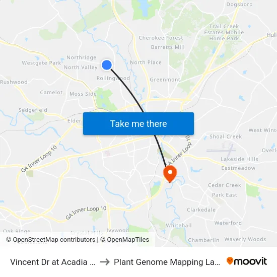 Vincent Dr at Acadia Way Ib to Plant Genome Mapping Laboratory map
