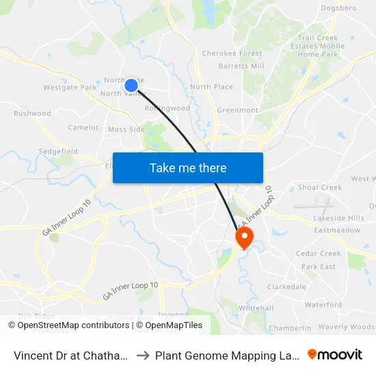 Vincent Dr at Chatham Dr Ib to Plant Genome Mapping Laboratory map