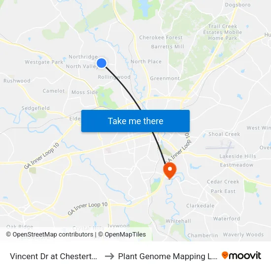 Vincent Dr at Chesterton Way Ib to Plant Genome Mapping Laboratory map