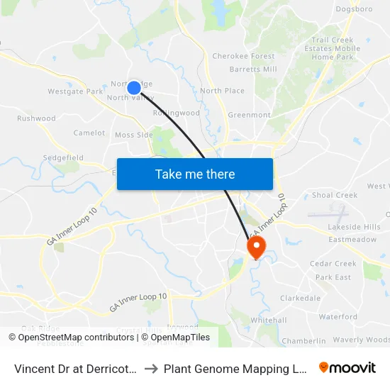 Vincent Dr at Derricotte Rd Ib to Plant Genome Mapping Laboratory map