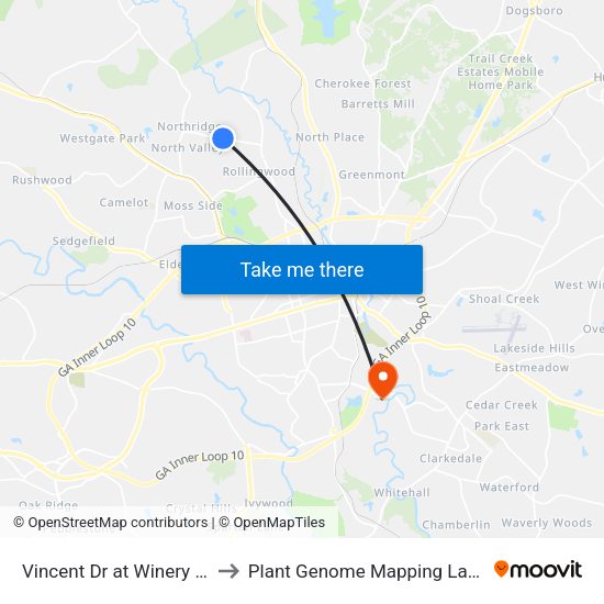 Vincent Dr at Winery Way Ib to Plant Genome Mapping Laboratory map