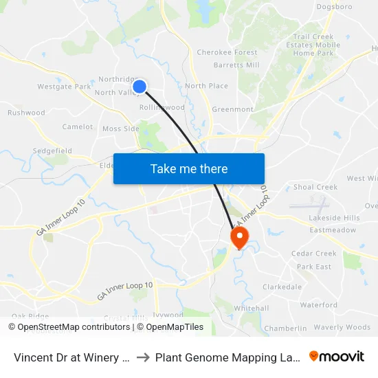Vincent Dr at Winery Way Ib to Plant Genome Mapping Laboratory map