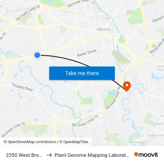 2350 West Broad to Plant Genome Mapping Laboratory map