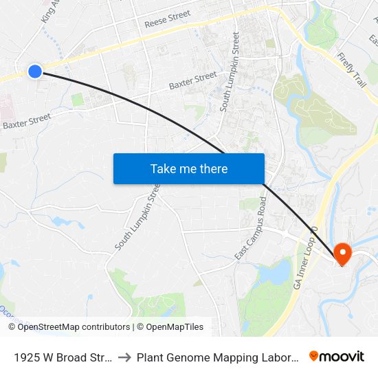 1925 W Broad Street to Plant Genome Mapping Laboratory map
