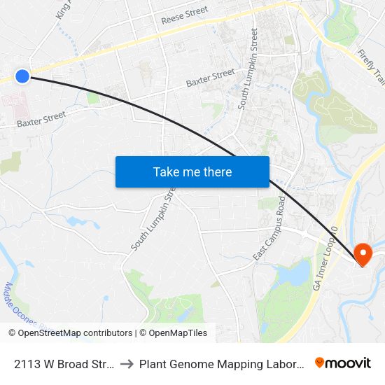2113 W Broad Street to Plant Genome Mapping Laboratory map