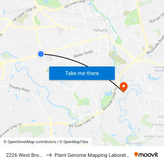 2226 West Broad to Plant Genome Mapping Laboratory map