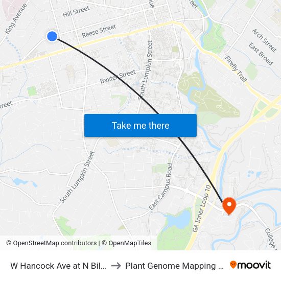 W Hancock Ave at N Billups St Ob to Plant Genome Mapping Laboratory map