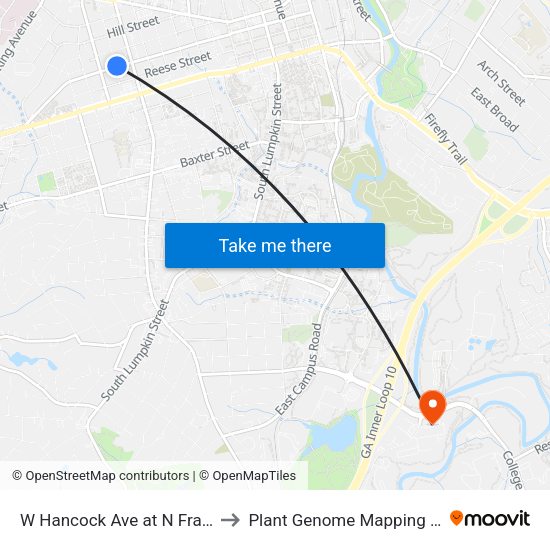 W Hancock Ave at N Franklin St Ob to Plant Genome Mapping Laboratory map