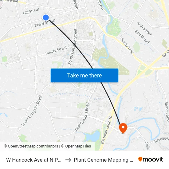 W Hancock Ave at N Pope St Ob to Plant Genome Mapping Laboratory map