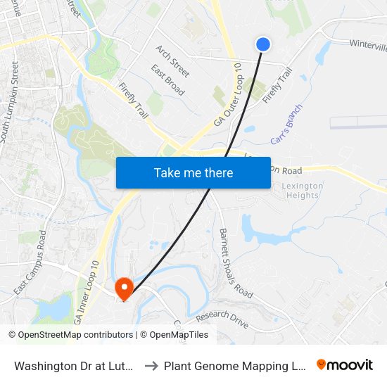 Washington Dr at Luther Ln Ib to Plant Genome Mapping Laboratory map