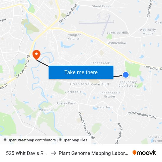 525 Whit Davis Road to Plant Genome Mapping Laboratory map