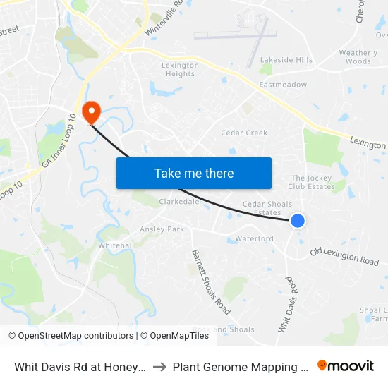 Whit Davis Rd at Honey Tree Dr Ib to Plant Genome Mapping Laboratory map