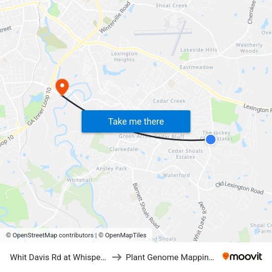 Whit Davis Rd at Whisperwood Ln Ob to Plant Genome Mapping Laboratory map