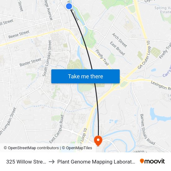 325 Willow Street to Plant Genome Mapping Laboratory map