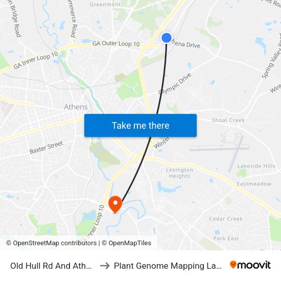 Old Hull Rd And Athena Ob to Plant Genome Mapping Laboratory map