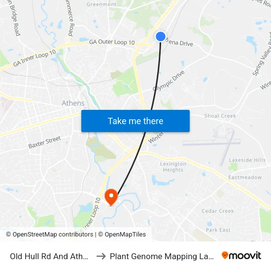Old Hull Rd And Athena Ob to Plant Genome Mapping Laboratory map