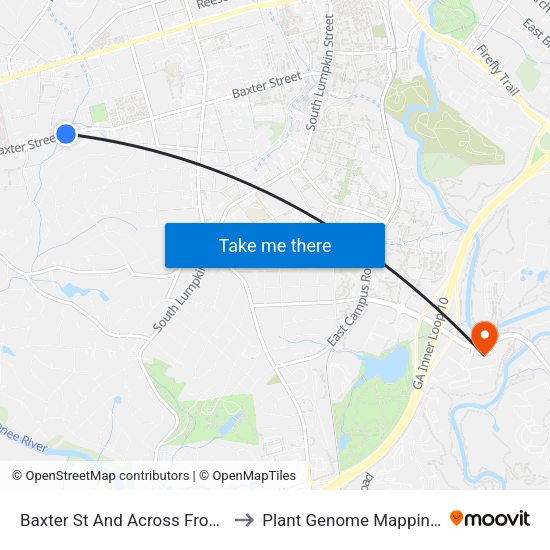 Baxter St And Across From Baxter Dr Ob to Plant Genome Mapping Laboratory map