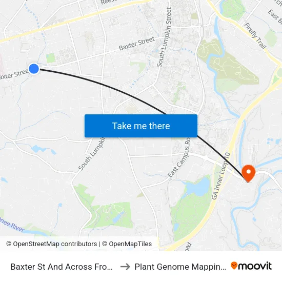 Baxter St And Across From Baxter Dr Ob to Plant Genome Mapping Laboratory map