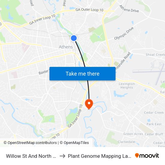 Willow St And North Ave Ob to Plant Genome Mapping Laboratory map